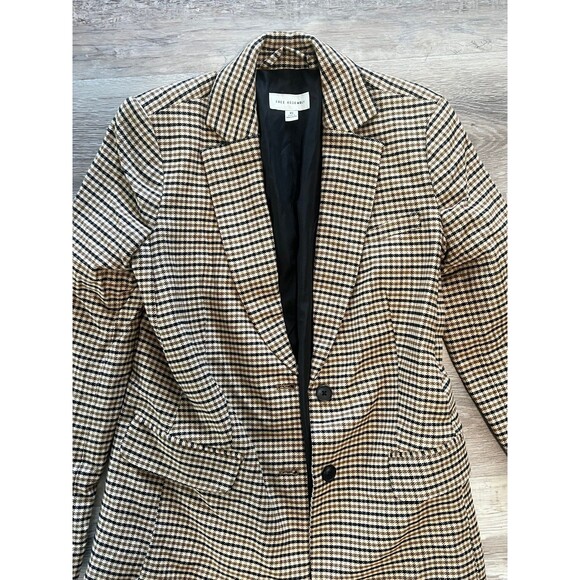 New Women’s Free Assembly Blazer XS 2 Button Blazer Jacket Brown Black Fashion - Picture 2 of 3